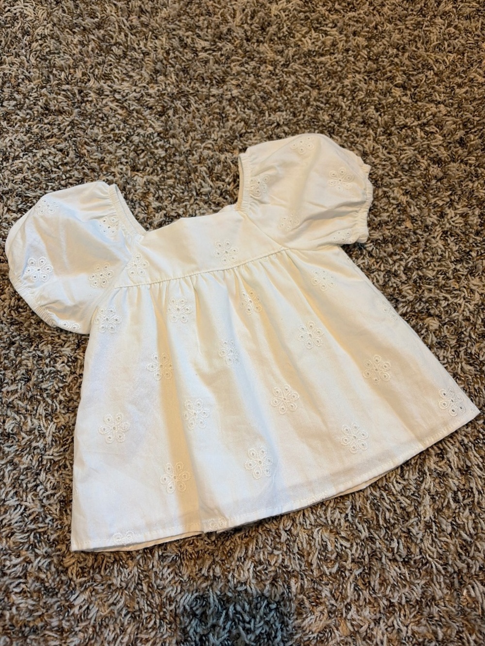 Toddler Ivory Eyelet Flutter Sleeve Blouse